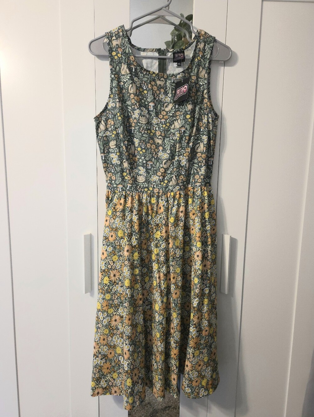 Retrolicious Twofer Dress CUTE Cat Mushroom Print Size XL NWT